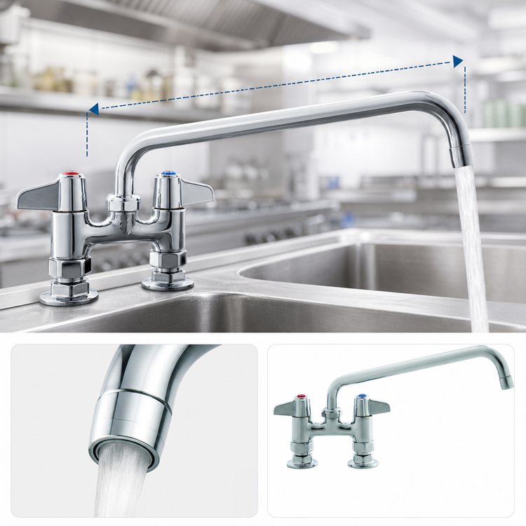 Product image #3 for equip 4-Inch Adjustable Deck Mount Mixing Faucet with 10-Inch Swing Nozzle
