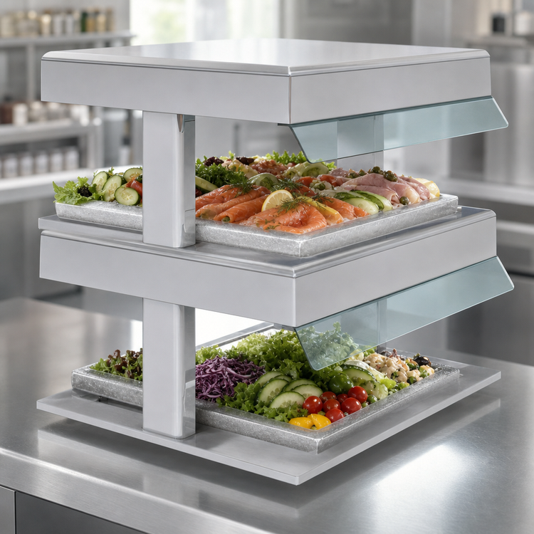 Product image #3 for HotFrost HF48-2-FOL-FOL 2-Tier Cold Only Drop-In Refrigerated Shelf Merchandiser
