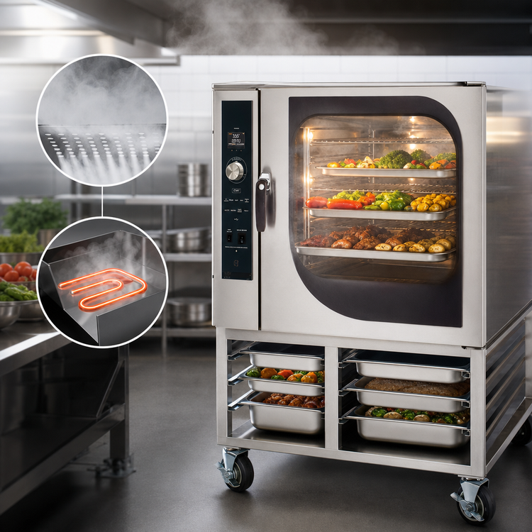 Product image #4 for Blodgett Combi BX-14E SGL Electric Boilerless Combi Oven Steamer with Floor Stand, 14 Hotel Pan / 7 Sheet Pan Capacity