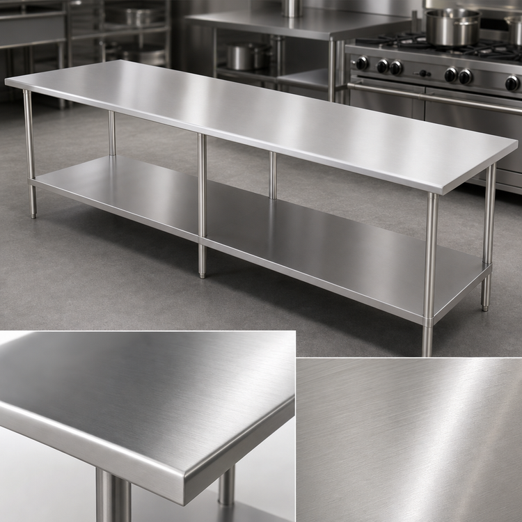 Product image #3 for 120 Inch x 30 Inch Stainless Steel Work Table with Reinforced Top and Adjustable Undershelf