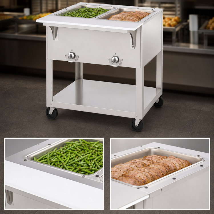 Product image #3 for Aerohot 30-3/8-Inch Portable Electric Steamtable Hot Food Unit with 2 Sealed Wells, Open Base, and Carving Board