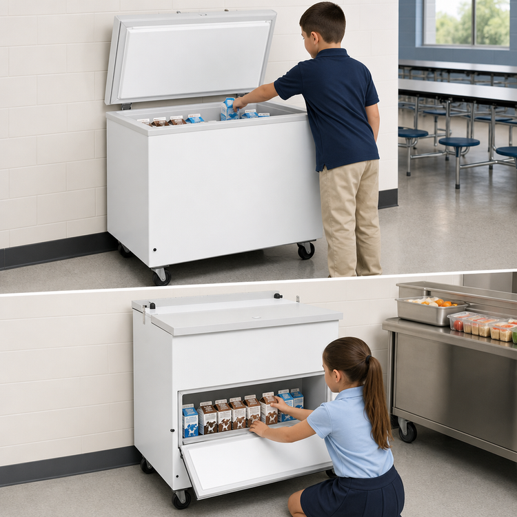 Product image #3 for Beverage-Air ST34HC-W Dual Access Cold Wall School Milk Cooler, White Exterior, 12.37 Cu. Ft.