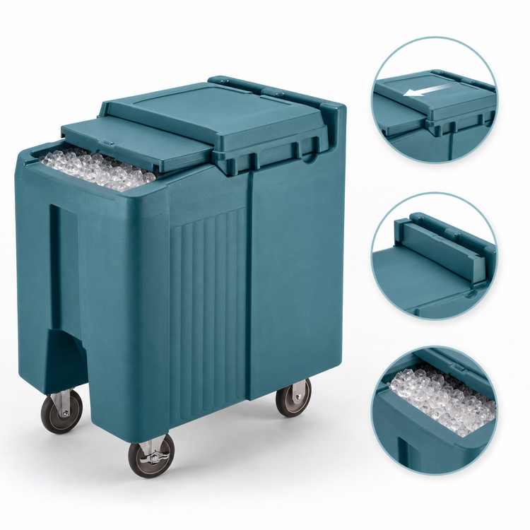 Product image #4 for Cambro SlidingLid Mobile Ice Caddy, 175 lb Capacity, Slate Blue