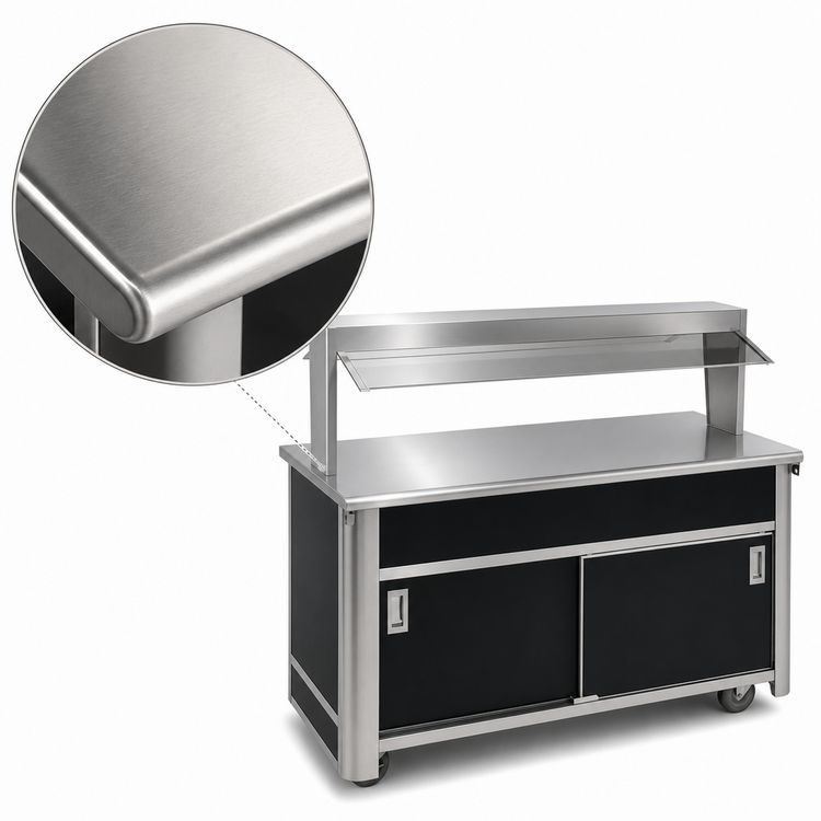 Product image #3 for Atlas Metal BLU-5-BU Buffet Style Mobile Utility Unit Serving Counter, 77.5 Inches Long