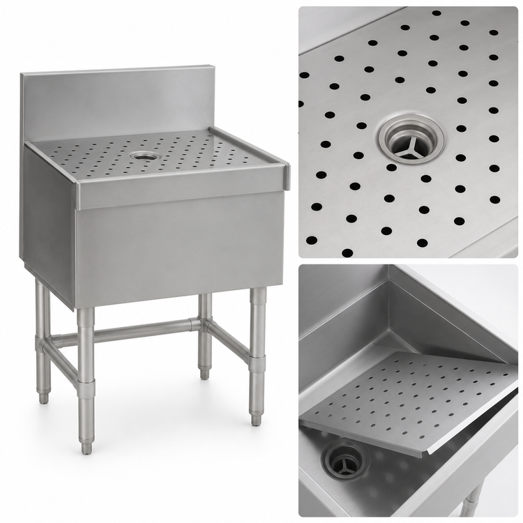 Product image #3 for Spec-Bar Stainless Steel Sink Workboard with Perforated Insert and Drain, 12 x 24 Inches