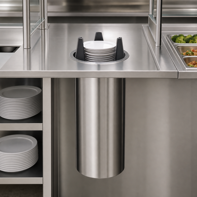 Product image #3 for Eagle Group Director's Choice Drop-In Unheated Shielded Round Plate Dish Dispenser for 7-3/8 to 8-1/8 Inch Plates