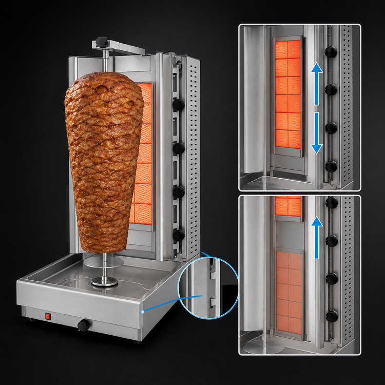 Product image #3 for Visvardis DG8AN Gas Vertical Broiler Gyro Machine, 90-140 lb Capacity, 48,000 BTU, 110V Spit Motor