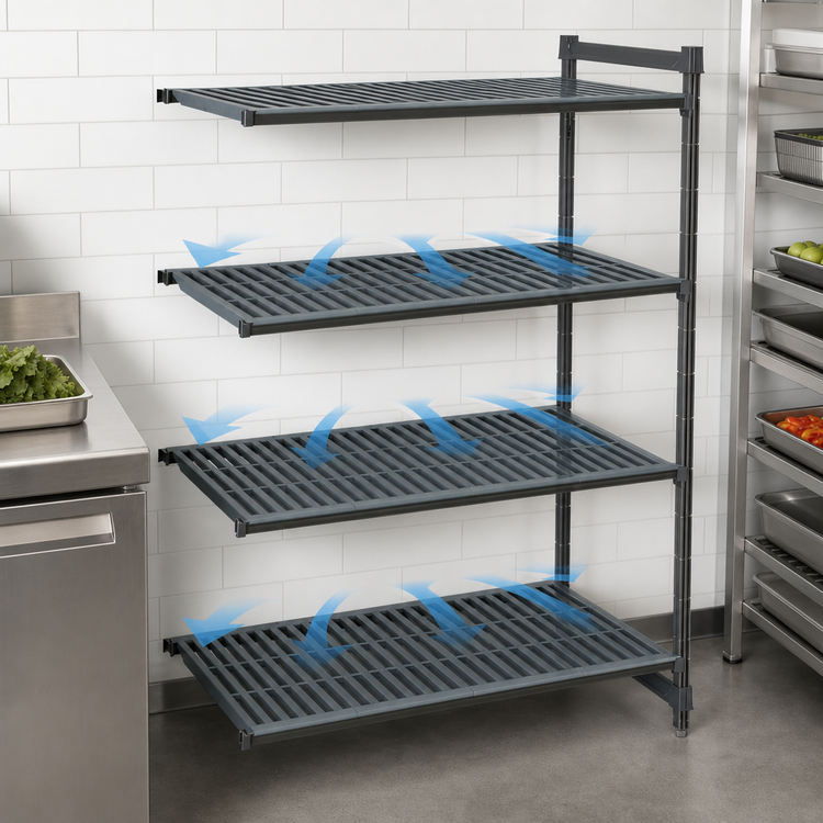 Product image #3 for Cambro Camshelving Basics Plus 4-Tier Vented Add-On Polymer Shelving Unit, 21 x 30 x 84 Inches, Brushed Graphite