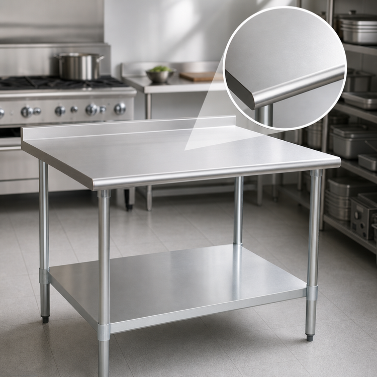 Product image #3 for Eagle Group Budget Series 30-Inch x 30-Inch 430 Stainless Steel Work Table with Rear Up-Turn and Undershelf