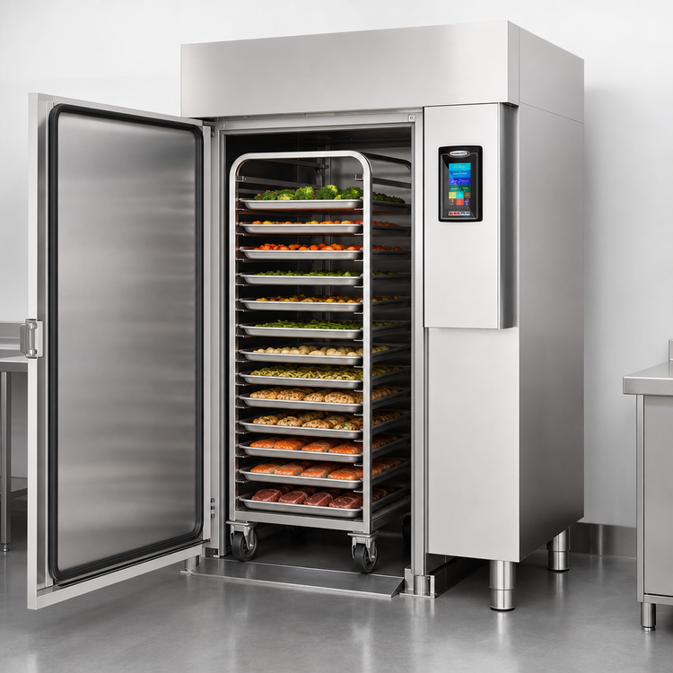Product image #3 for HURRiCHiLL Roll-In Remote Blast Chiller/Shock Freezer for One Mobile Rack, 300 lb Capacity