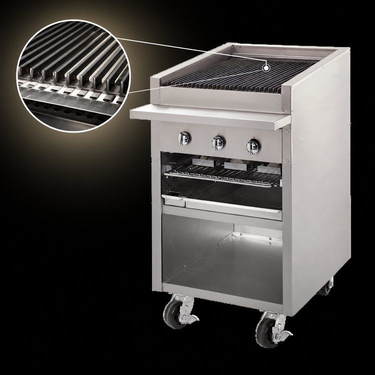 Product image #3 for Bakers Pride Dante Series F-24RS 24-Inch Gas Radiant Charbroiler, Floor Model with Open Cabinet Base