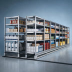 Thumbnail image #3 for Metro qwikTRAK LBTM24S Double-Deep High-Density Track Shelving Mobile Unit Kit, 24-Inch, Stainless Steel, 74-Inch Posts