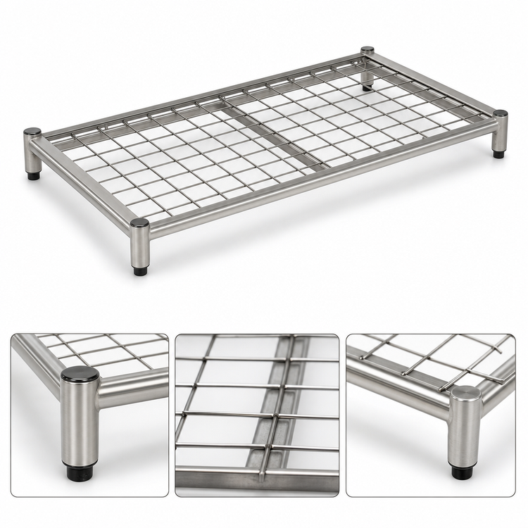 Product image #3 for Eagle Group Stainless Steel Dunnage Shelf with Removable Wire Mat, 48" W x 24" D