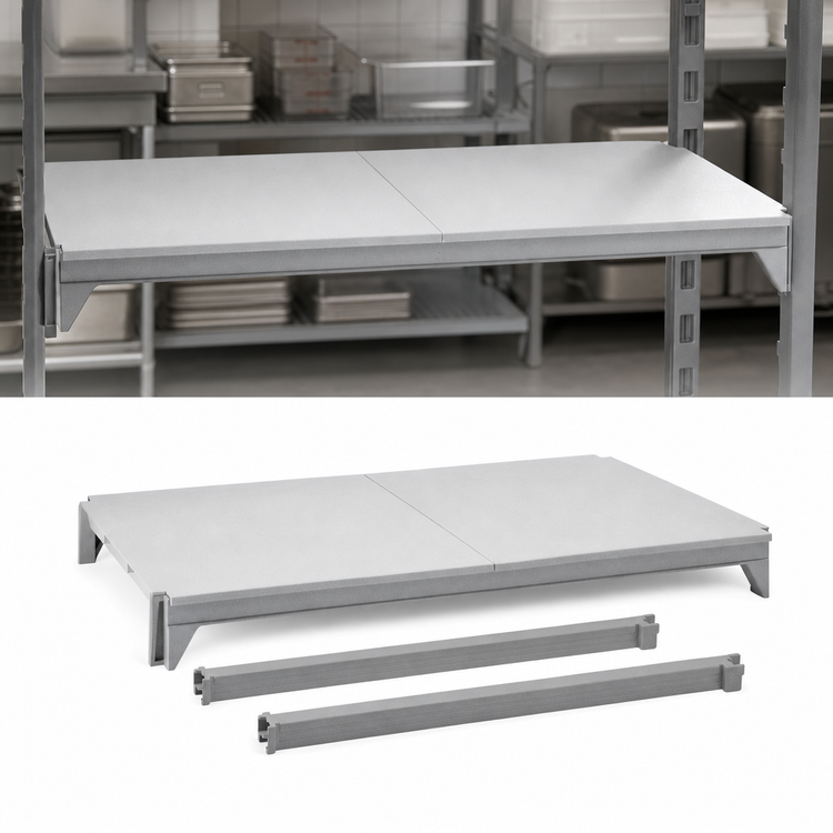 Product image #4 for Cambro Camshelving Premium Polypropylene Solid Shelf Kit, 24-Inch x 60-Inch, Speckled Gray