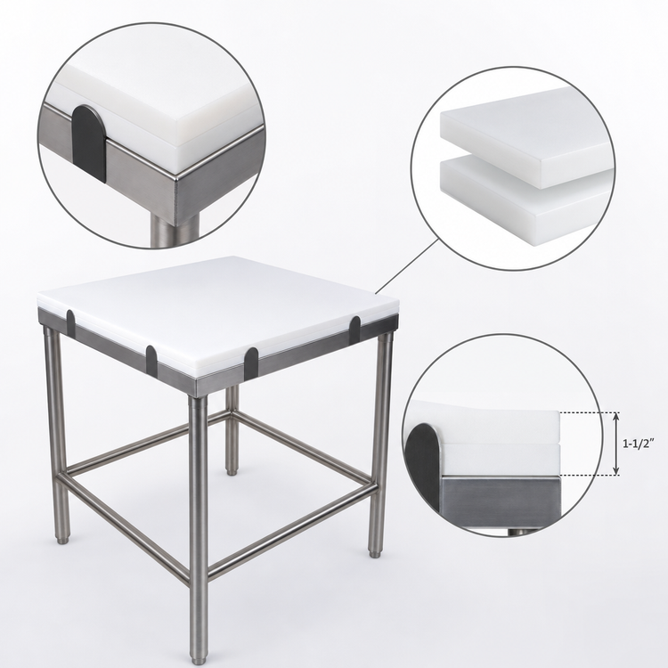 Product image #3 for John Boos GMT017 60 x 36 Inch Poly Top Breaking Table with Stainless Steel Base