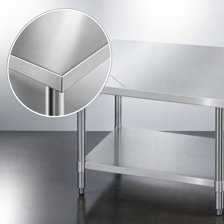 Product image #3 for Turbo Air 30 Inch x 30 Inch Corner Stainless Steel Work Table with Adjustable Undershelf