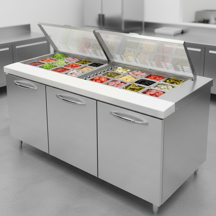 Product image #2 for Continental Refrigerator Designer Line D72N27M 72" Mighty Top Three-Section Sandwich Prep Table