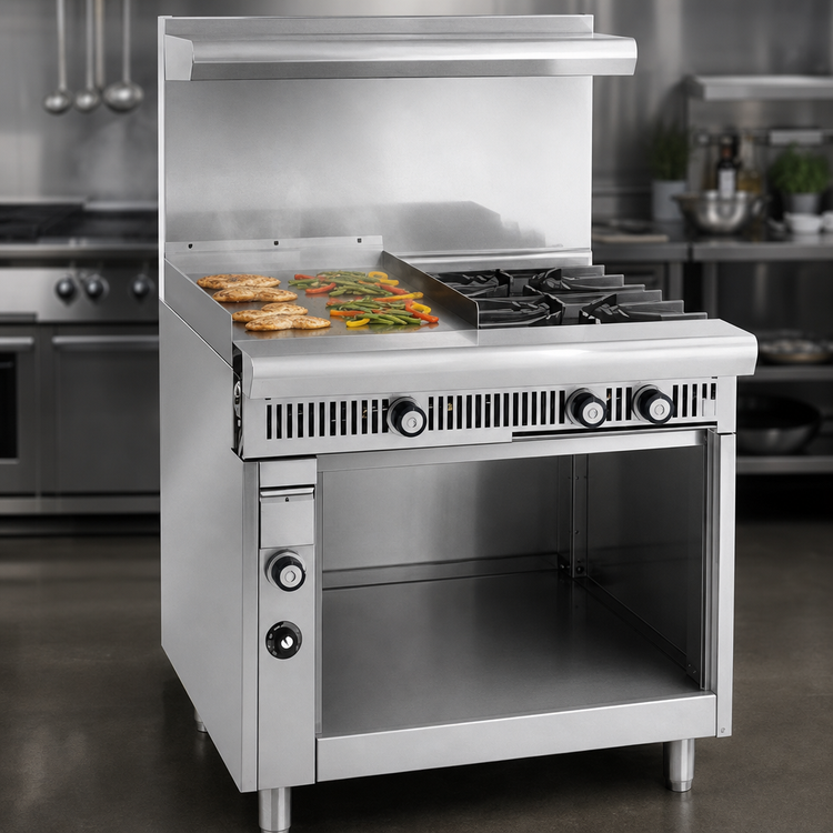 Product image #3 for Imperial Spec Series 36-Inch Gas Griddle and Open Burner Combination Range with Open Cabinet Base