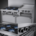 Thumbnail image #3 for Garland G Starfire Pro 60-Inch Commercial Gas Range with 6 Open Burners, 24-Inch Raised Griddle/Broiler and 2 Standard Ovens