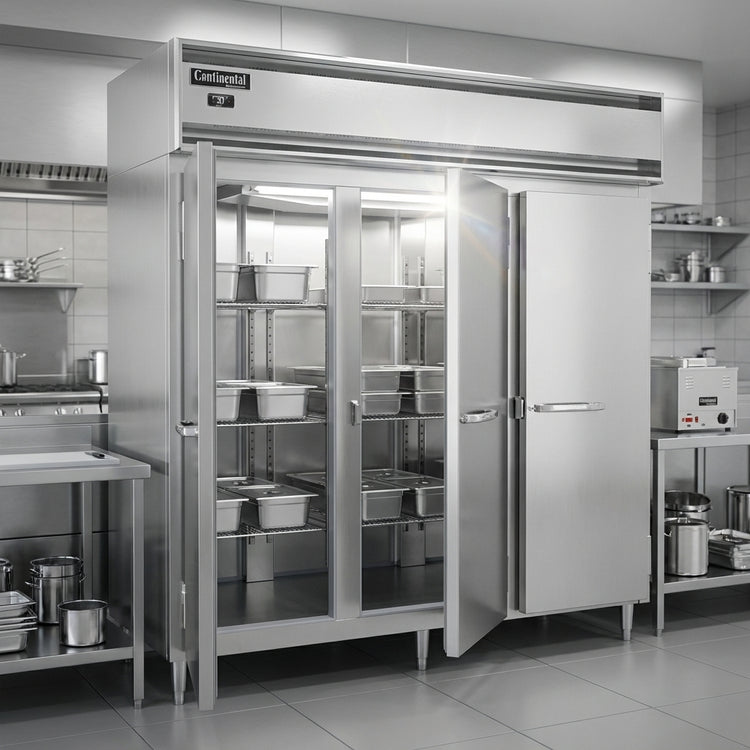 Product image #2 for Continental Refrigerator DL3WE-SS-PT Designer Line Extra Wide Three-Section Pass-Thru Heated Holding Cabinet