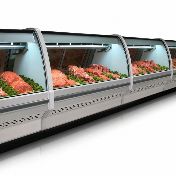 Product image #3 for Howard-McCray 40E Series 75-1/2-Inch Remote Curved Glass Red Meat Service Case with LED Lighting