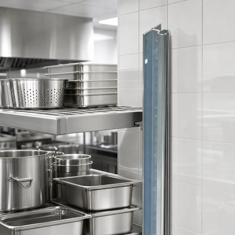 Product image #3 for Eagle Group 120-Inch NSF Aluminum Standard Wall-Mounted Cantilever Shelving Upright