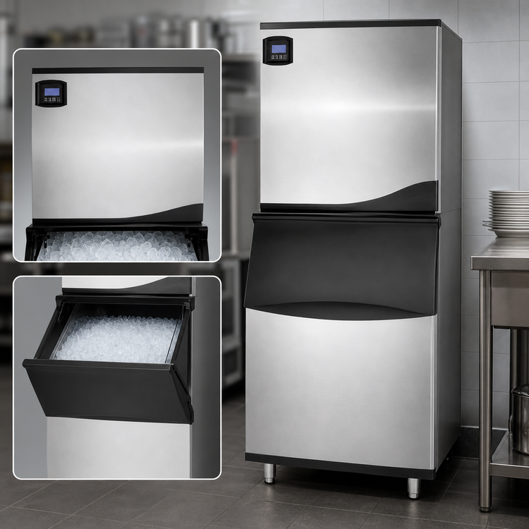 Product image #3 for Maxx Ice Intelligent Series 30-Inch Air-Cooled Stainless Steel Modular Ice Machine with 470 lb Storage Bin, Full Dice Cube, 521 lb/24 Hr