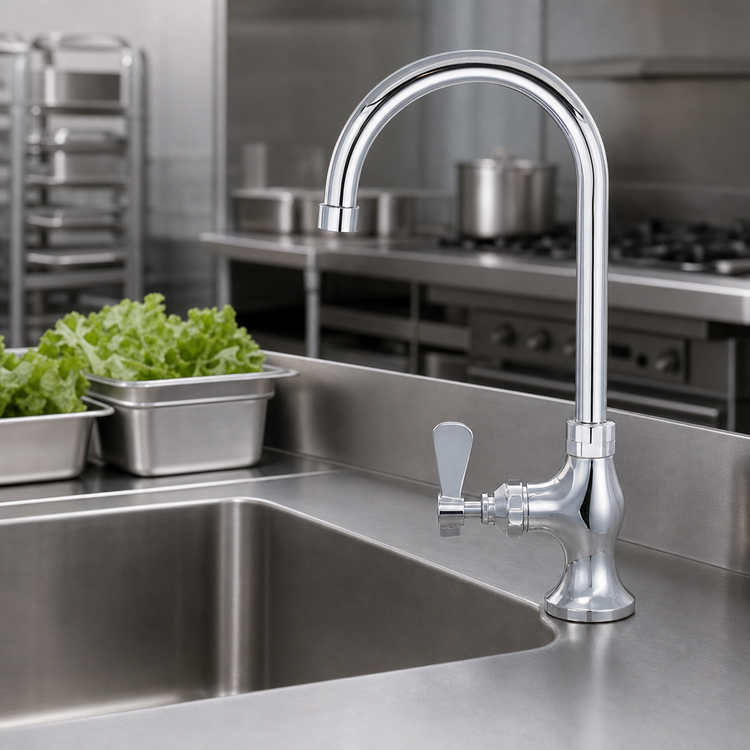 Product image #3 for OptiFlow Heavy Duty Lead-Free Single Valve Deck Mount Pantry Faucet with 8-Inch Gooseneck Spout