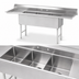 Thumbnail image #3 for Advance Tabco 3-Compartment Fabricated Sink with Left and Right Drainboards, 30 x 24 x 14 Inch Bowls, 162 Inch Overall Length