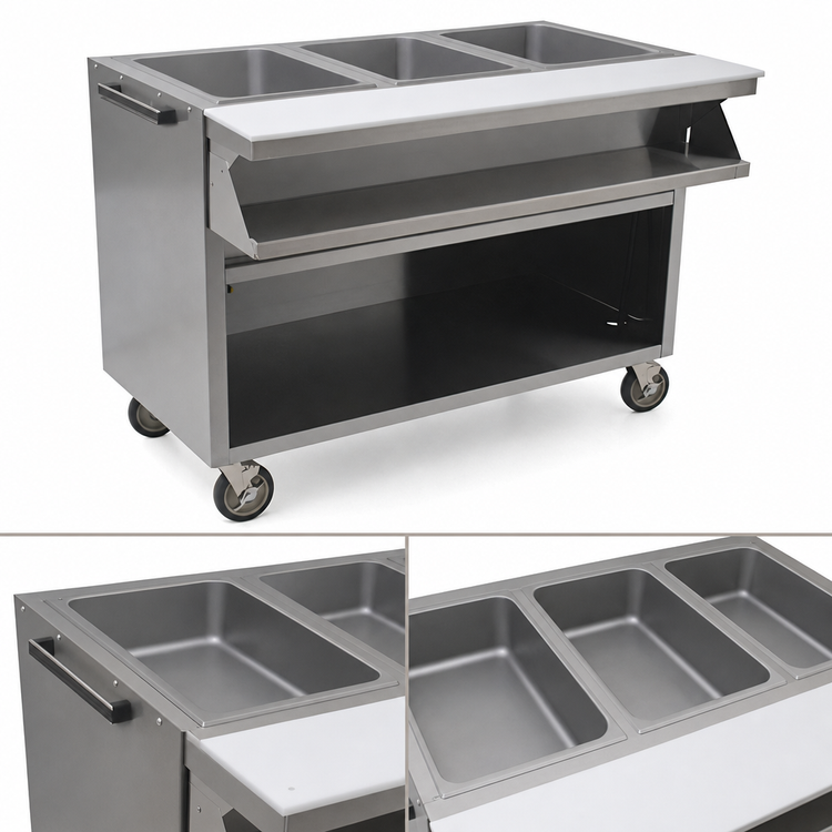 Product image #3 for Spec-Master SPHT3CB-240 3-Well Electric Mobile Sealed Well Hot Food Table with AutoFill