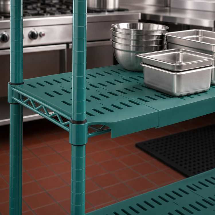 Product image #3 for QuadPLUS Solid Polymer Shelf Mat, 60 x 21 Inches, Green, with QuadTruss Frame