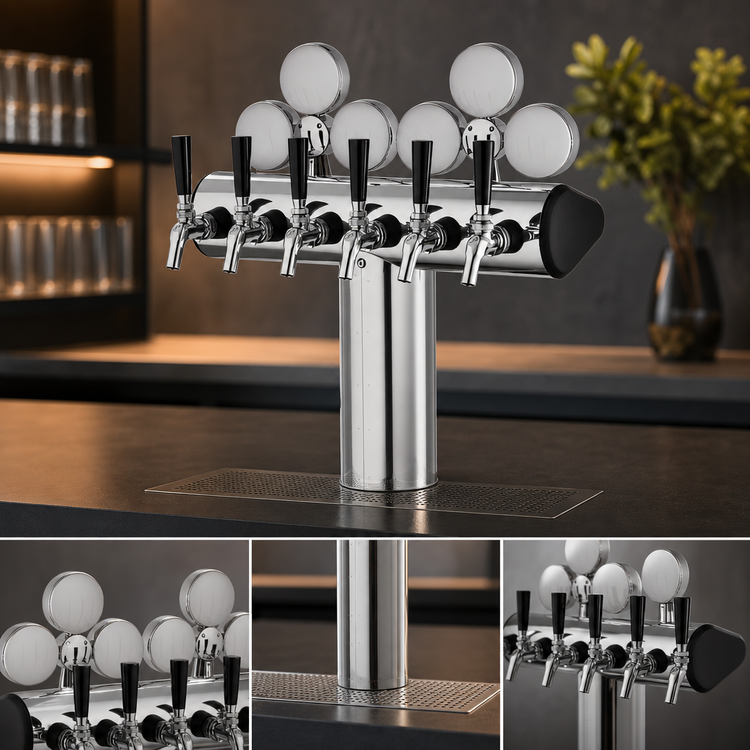 Product image #3 for Perlick Illuminated Winged Tee Countertop Glycol-Cooled Beer Draft Tower, Stainless Steel, 120V