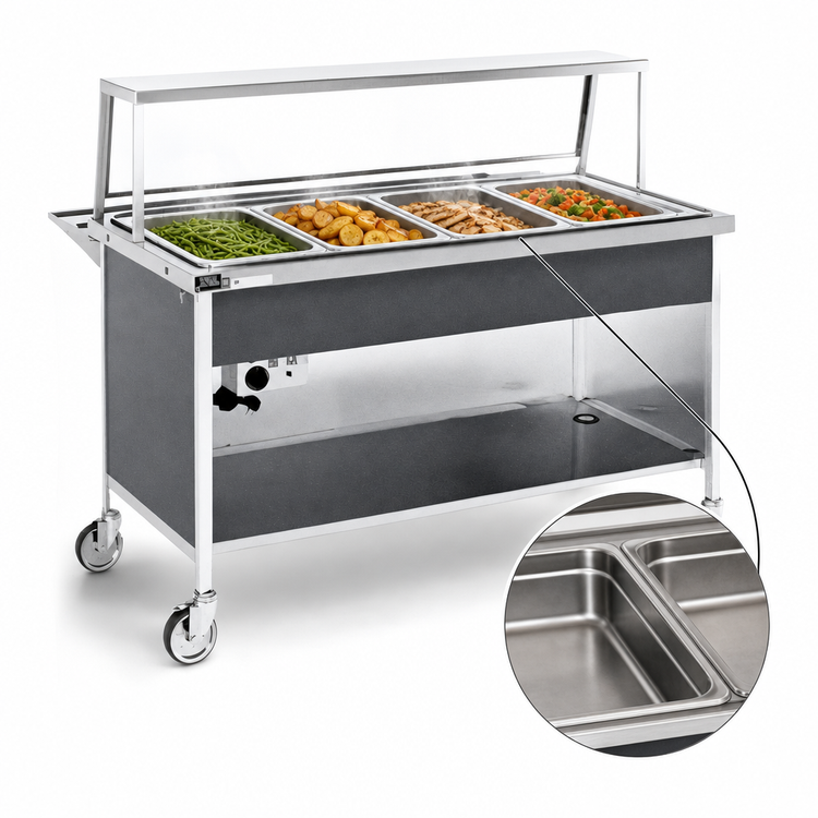 Product image #3 for Atlas Metal CAH-4 Mobile Electric Hot Food Serving Counter with 4-Pan Capacity