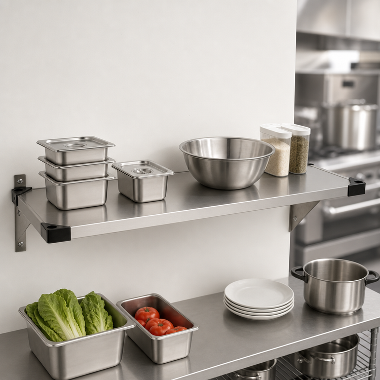 Product image #3 for Metro Super Erecta 48"W x 14"D Flat Solid Stainless Steel Shelf with Raised Ship's Edge