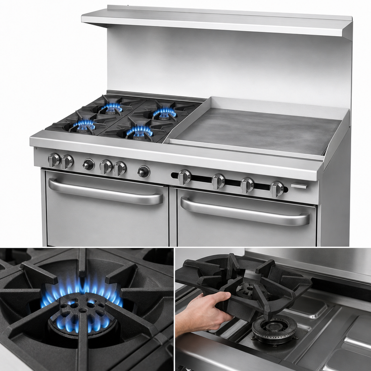 Product image #3 for Southbend S-Series 60-Inch Gas Restaurant Range with 4 Open Burners, 36-Inch Griddle, and 2 Convection Ovens