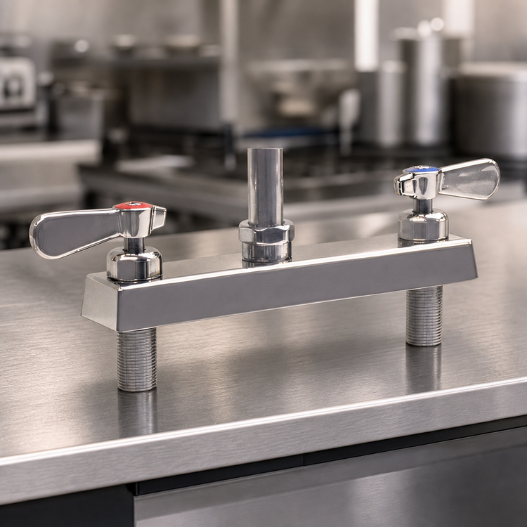 Product image #3 for BK Resources Evolution Deck-Mount Commercial Faucet Body, 8-Inch Centers, Without Spout