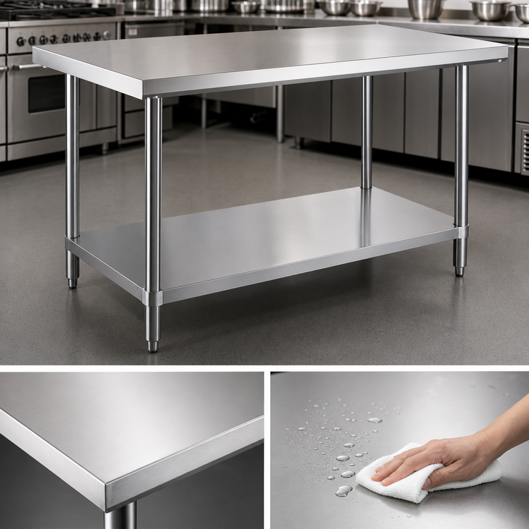 Product image #3 for Steel Works Stainless 72-Inch x 30-Inch Stainless Steel Flat Top Work Table with Undershelf