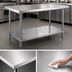 Thumbnail image #3 for Steel Works Stainless 72-Inch x 30-Inch Stainless Steel Flat Top Work Table with Undershelf