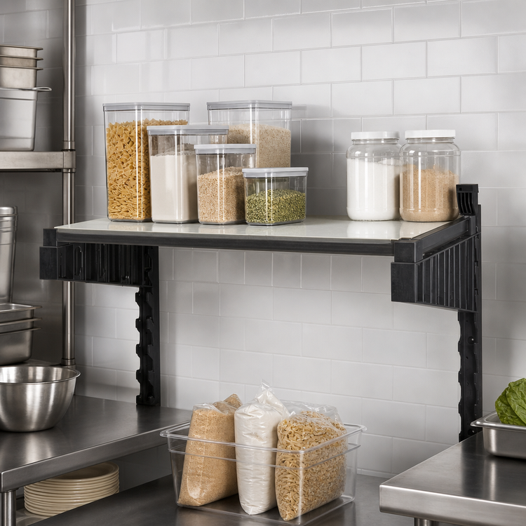 Product image #3 for Cambro Camshelving Elevation Series 14 x 48-Inch Solid Wall-Mounted Shelf Kit, Brushed Graphite