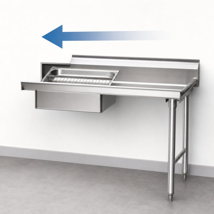 Product image #3 for Eagle Group Straight Soiled Dishtable with 20" x 20" x 5" Pre-Rinse Sink, Right-to-Left, 120" Wide