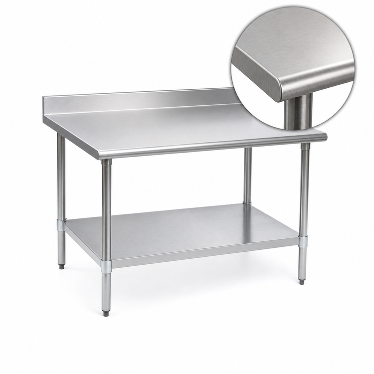 Product image #3 for Eagle BlendPort® Deluxe Series 30 x 30 Inch Stainless Steel Corner Work Table with 4-1/2 Inch Backsplash and Galvanized Undershelf