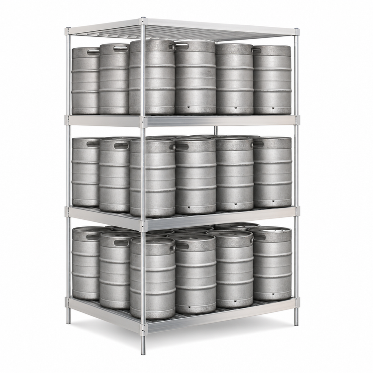 Product image #3 for New Age 93-Inch Wide Double-Deep Aluminum Keg Rack, 20 Keg Capacity