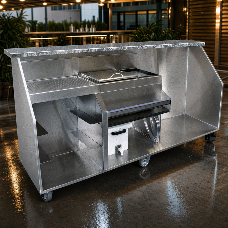 Product image #3 for Glastender Portable Stainless Steel Bar for Glassware with Refrigerator Space, 90-Inch, 12-Inch Ice Bin