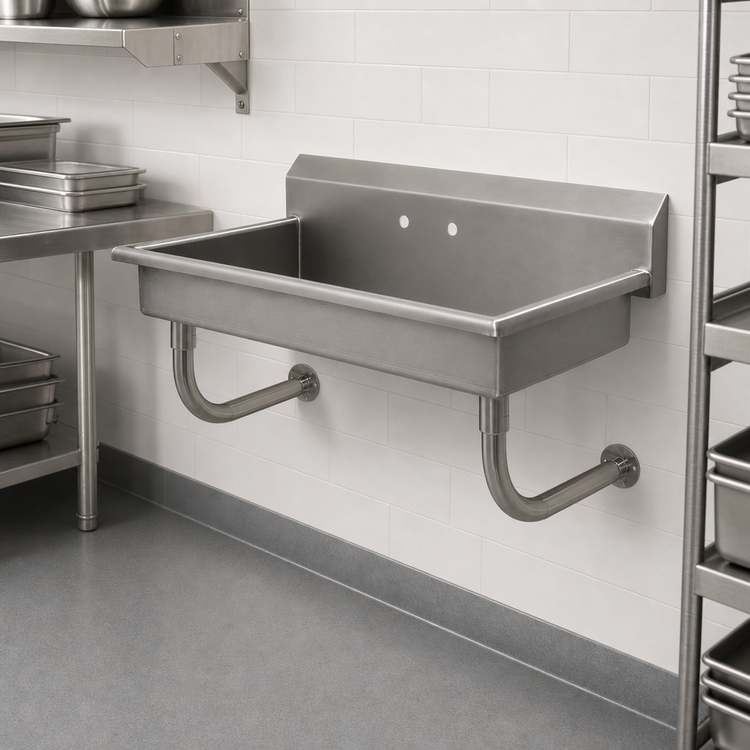 Product image #3 for Advance Tabco Wall Mounted 304 Stainless Steel Service Sink with 8-1/2 Inch Backsplash