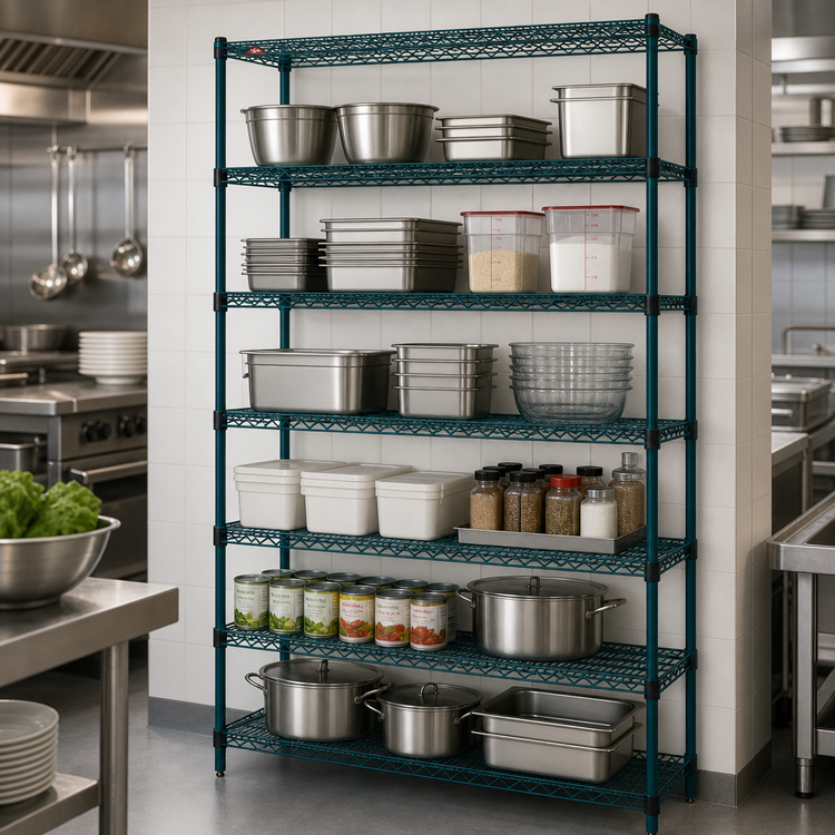 Product image #3 for Super Erecta 48"W x 24"D x 74"H 6-Tier Stationary Wire Shelving Starter Unit with Metroseal 3 Green Epoxy Finish