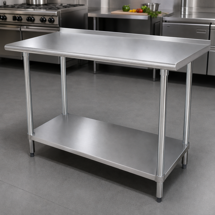 Product image #3 for Advance Tabco Stainless Steel Work Table with Adjustable Undershelf and 1-1/2-Inch Rear Up-Turn, 108 x 30 Inches