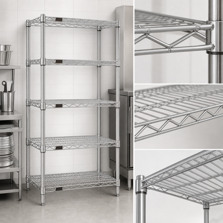 Product image #3 for Eagle Group 5-Tier Starter Wire Shelving Unit, 36W x 18D x 86H, Stainless Steel Finish