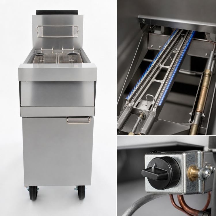 Product image #4 for Dean PowerRunner Value Gas Floor Fryer, 50 lb Oil Capacity, Millivolt Controls