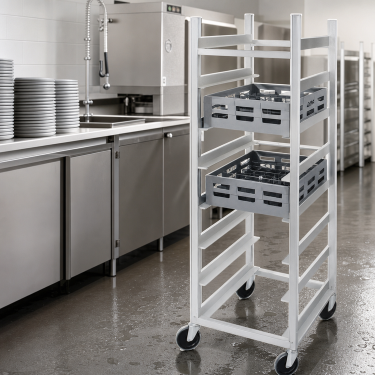 Product image #4 for Mobile Aluminum Glass Rack Dolly with 10-Rack Capacity