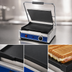 Thumbnail image #3 for Globe Countertop Sandwich Grill / Panini Press with 14 x 10-Inch Smooth Cast Iron Plates